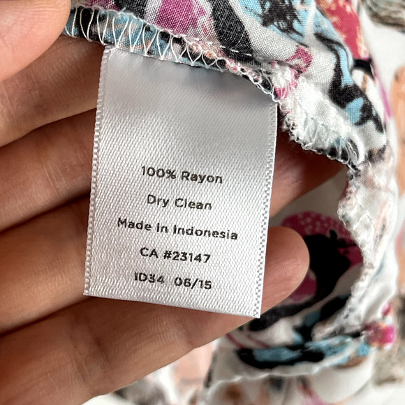 Talbots Bird Floral Print Top Womens 2X Pink Button Up Blouse Long Sleeve - Picture 7 of 12